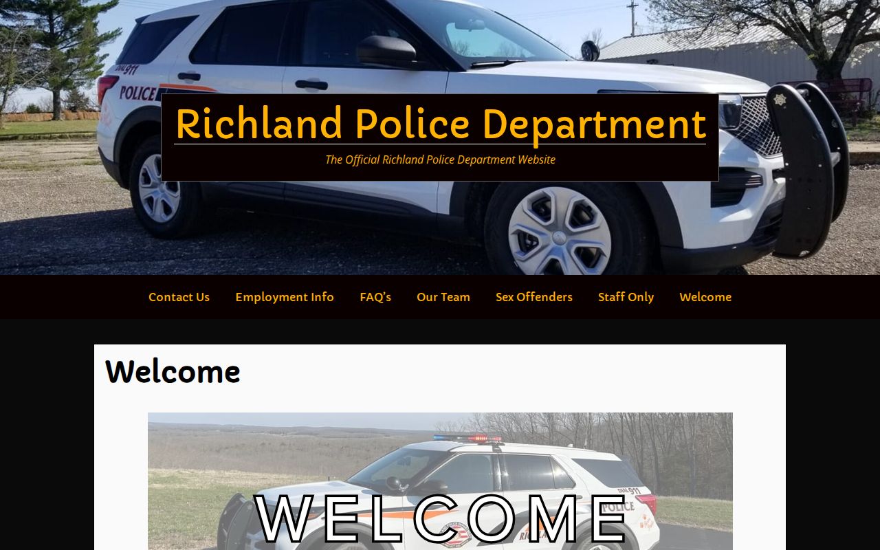 Official Richland Police Department website shown in the source capture